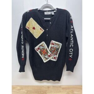 Vtg Bonnie Boerer Womens Sweater Sz M  B Neck Gamble Las Vegas Atlantic City #32